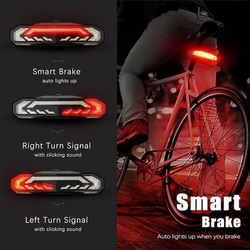 WSDCAM 2 Pack Bike Tail Light with Turn Signals and Brake Light Bike Horn Alarm with Remote, Built in Speaker/Light Sensor/Vibration Sensor, Smart Auto ON/Off Rechargeable Waterproof Rear Bike Light in Saudi Arabia