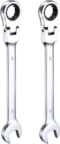 HARFINGTON 2pcs Flex-Head Ratcheting Wrench 8mm 180° Rotating Head Metric Ratchet Combination Wrenches 72-Teeth Chrome Vanadium Steel Open End Ratchet for Fasteners Nut Bolt in Kuwait