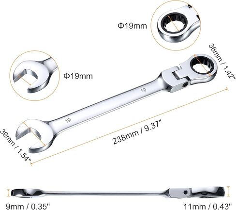 HARFINGTON 2pcs Flex-Head Ratcheting Wrench 8mm 180° Rotating Head Metric Ratchet Combination Wrenches 72-Teeth Chrome Vanadium Steel Open End Ratchet for Fasteners Nut Bolt in Kuwait