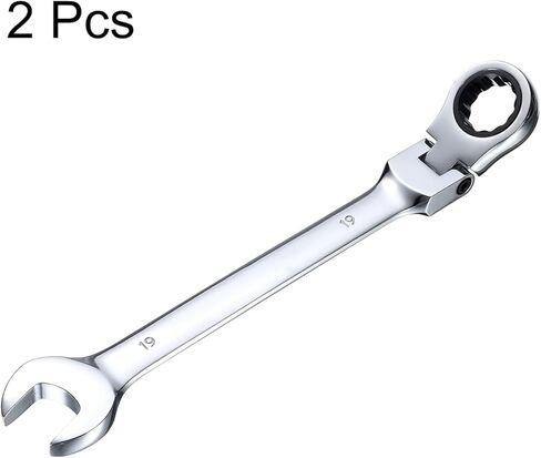 HARFINGTON 2pcs Flex-Head Ratcheting Wrench 8mm 180° Rotating Head Metric Ratchet Combination Wrenches 72-Teeth Chrome Vanadium Steel Open End Ratchet for Fasteners Nut Bolt in Kuwait