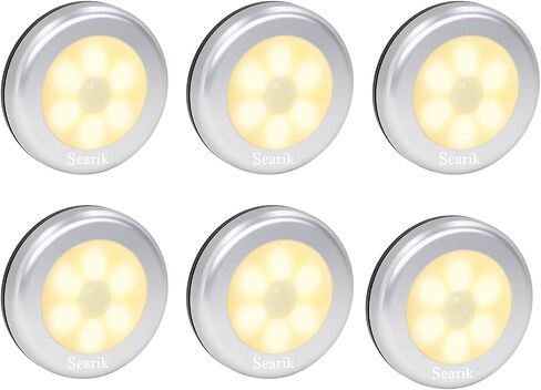 Motion Sensor Light Indoor, Searik Magnetic LED Night Light Battery Powered Step Lights Stair Closet Light Under Cabinet Lighting Stick On Anywhere Lamp for Home Kitchen Hallway Cabinet Bathroom in Kuwait