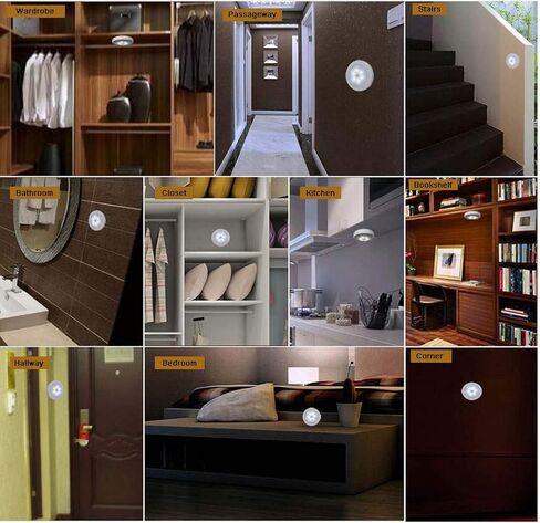 Motion Sensor Light Indoor, Searik Magnetic LED Night Light Battery Powered Step Lights Stair Closet Light Under Cabinet Lighting Stick On Anywhere Lamp for Home Kitchen Hallway Cabinet Bathroom in Kuwait