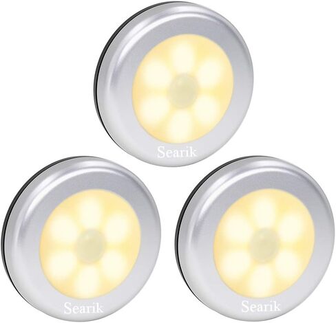 Motion Sensor Light Indoor, Searik Magnetic LED Night Light Battery Powered Step Lights Stair Closet Light Under Cabinet Lighting Stick On Anywhere Lamp for Home Kitchen Hallway Cabinet Bathroom in Kuwait
