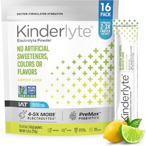مسحوق الكهربة Kinderlyte ، ترطيب متقدم ، حزم مفتوحة سهلة ، مزيج مشروب المكملات (التوت البري ، 16 COUNT)