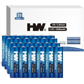 HW Lithium AA بطاريات 12 حزمة 3500 مللي أمبير في الساعة ، بطاريات ليثيوم AA طويلة الأمد لكاميرا وميض ، بطاريات مضاعفة غير قابلة للتشغيل لجهاز عالي التقنية ، بطاريات ليثيوم فولت الثابتة 1.5 فولت