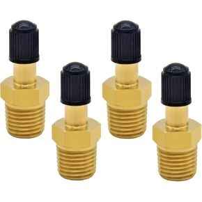 ysil 1/8 "NPT Male Tank Valve التضخم النحاس Schrader صمام مع Corder Valve Core ، باستخدام ضاغط الهواء مع قبعات الختم 4pcs