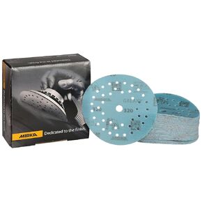 Mirka Galaxy Multifit Sandpaper 5 inch (125mm) - Grit 320, 50 Discs/Pack - Premium Abrasive for Epoxy Resin, Wood, Metal - Non-Clogging, Self-Sharpening Technology - Ideal for Power Sanders