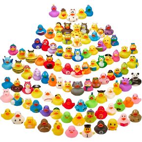 لعبة Duckies Rubber Duck Duckies للأطفال - 50 حزمة - اللعب الحسي ، تخفيف التوتر ، حشوات التخزين ، هدايا عيد ميلاد الحمام حوافز الفصول الدراسية ، شاطئ الصيف ونشاط البركة - النمط 3