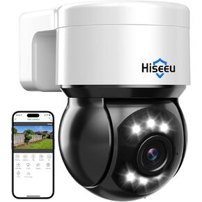 Hiseeu 330 ° View 4K 8MP POE PTZ Camera Camera Outdoor ، Cameras Home Security ، Audio ، Way ، Spotlight and Sound Alarm ، Color Light Vision ، Human and Human Copture ، Access Access
