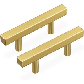 Haidms 20 Pack 76mm/3in Gold Cabinet Handles Brushed Brass Drawer Pulls Square Bar Hardware Pull for Kitchen Cupboard Dresser in Kuwait