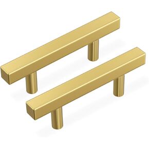 Haidms 20 Pack 76mm/3in Gold Cabinet Bandles Dright Brass Drawer يسحب أجهزة شريط مربع لسحب خزانة خزانة المطبخ