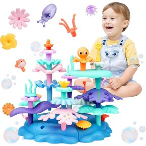 هدايا عيد ميلاد Inklab لـ 3 4 5 6 7 7 سنوات من الأطفال الصغار الفتيات - 76pcs بناء الحياة البحرية مع صندوق الحمل | STEM ما قبل المدرسة التظاهر التظاهر اللعب | تعلم الألعاب للأطفال الذين تتراوح أعمارهم بين 3 سنوات