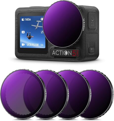 K&F Concept Push-in CPL ND Filter for DJI Osmo Action 3/4/5 Pro, 6 Pack CPL ND8 ND16 ND32 ND64 ND1000 Polarizer Neutral Density Filter Action Camera Accessories, Multi-Coated HD Optical Glass in Saudi Arabia