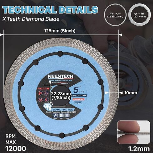 شفرات منشار Keentech Diamond 4 بوصة رقيقة للغاية ، لخزانات الجرانيت الخزفية الخزفية القطع السلسة ، شفرة الماس لطاحونة الزاوية ، 4 بوزرة شفرة المنشار (حزمة) in Kuwait