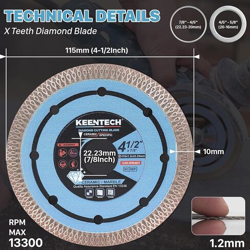 KEENTECH Diamond Saw Blades 4 inch Super Thin, for Porcelain Ceramic Tile Granite Marbles Smooth Cutting, Diamond Blade for Angle Grinder, 4" Porcelain Saw Blade (2-Pack) in Kuwait