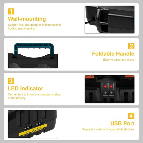 DCB112 20V Max Fast Battery Charger Replace for Dewalt Battery Charger, Compatible with Dewalt 12V/20V Battery DCB205 DCB112 DCB201, Replace for Dewalt Charger DCB104 DCB107 DCB115 in Kuwait