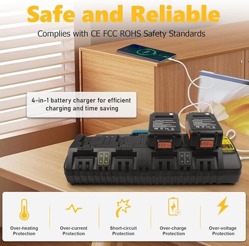 DCB112 20V Max Fast Battery Charger Replace for Dewalt Battery Charger, Compatible with Dewalt 12V/20V Battery DCB205 DCB112 DCB201, Replace for Dewalt Charger DCB104 DCB107 DCB115 in Kuwait