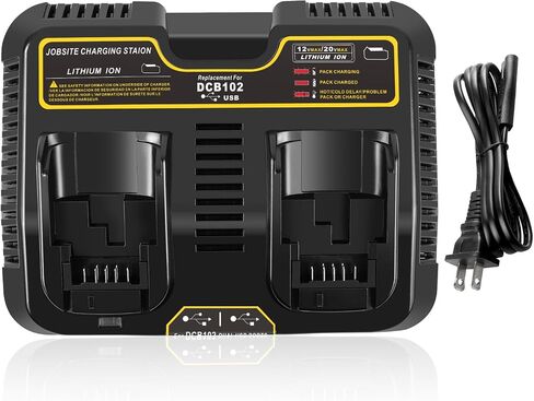 DCB112 20V Max Fast Battery Charger Replace for Dewalt Battery Charger, Compatible with Dewalt 12V/20V Battery DCB205 DCB112 DCB201, Replace for Dewalt Charger DCB104 DCB107 DCB115 in Kuwait