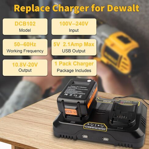 DCB112 20V Max Fast Battery Charger Replace for Dewalt Battery Charger, Compatible with Dewalt 12V/20V Battery DCB205 DCB112 DCB201, Replace for Dewalt Charger DCB104 DCB107 DCB115 in Kuwait