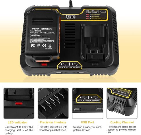 DCB112 20V Max Fast Battery Charger Replace for Dewalt Battery Charger, Compatible with Dewalt 12V/20V Battery DCB205 DCB112 DCB201, Replace for Dewalt Charger DCB104 DCB107 DCB115 in Kuwait