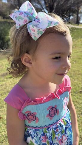 Wee Ones Girls' Country Club-Inspired Grosgrain Print Hair Bows on WeeStay Hair Clip, Handmade, Medium, Golf Cart in Kuwait