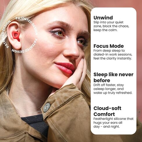 Zenz Unwind Ear Plugs for Supreme Noise Control - Ultra Comfort, Reusable - Ideal for Sleep, Concerts, Reading, Travel, Yoga - 8 Ear Tips in XS/S/M/L - 27 to 30dB Noise Cancelling - Fiery Red in Saudi Arabia
