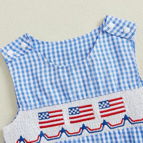 Baby Girl Boy Summer Clothes Baseball Embroidery Overall Smocked Newborn Infant Rompers One Piece Outfit in Kuwait