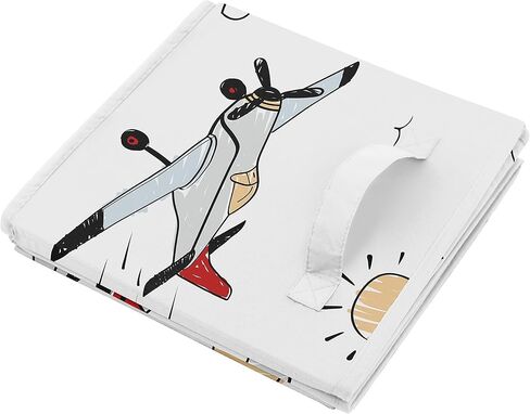 Sweet Jojo Designs Vintage Airplane Boy Collapsible Fabric Storage Cubes Foldable Bins Organizer Boxes Kids Baby Childrens Toys (Set of 2) Grey Green Blue White Yellow Airplanes Plane Transportation in Kuwait
