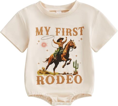 FIOMVA Western Baby Girl Clothes Summer Newborn Cowgirl Short Sleeve Romper Infant Highland Cow Bodysuit Toddler Outfit in Kuwait