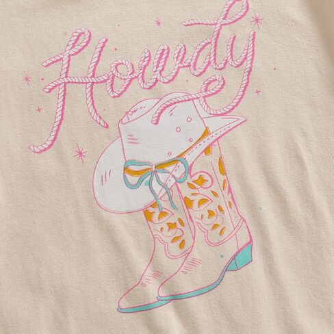 FIOMVA Western Baby Girl Clothes Summer Newborn Cowgirl Short Sleeve Romper Infant Highland Cow Bodysuit Toddler Outfit in Kuwait