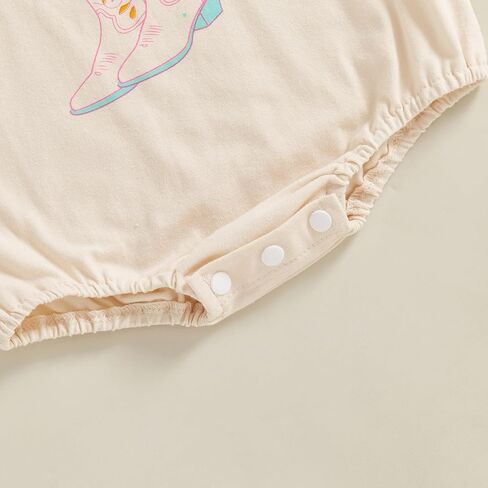 FIOMVA Western Baby Girl Clothes Summer Newborn Cowgirl Short Sleeve Romper Infant Highland Cow Bodysuit Toddler Outfit in Kuwait