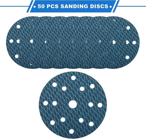 50 Pcs Sanding Discs, 6 Inch 15 Hole 400 Grit Hook and Loop Sandpaper Universal for Metal, Automotive Repair Durability and Flexibility Aluminum Oxide Paper Blue in Saudi Arabia