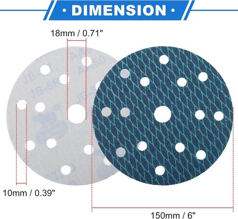 50 Pcs Sanding Discs, 6 Inch 15 Hole 400 Grit Hook and Loop Sandpaper Universal for Metal, Automotive Repair Durability and Flexibility Aluminum Oxide Paper Blue in Saudi Arabia