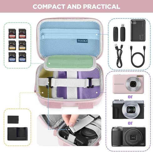 TAAOKA Digital Camera Case, Protective & Lightweight Camera Case with 3 Carrying Ways, Waterproof & Shockproof Small Camera Bag for Power Shot/Sony DSCW800/DSCW830 - Black in Saudi Arabia