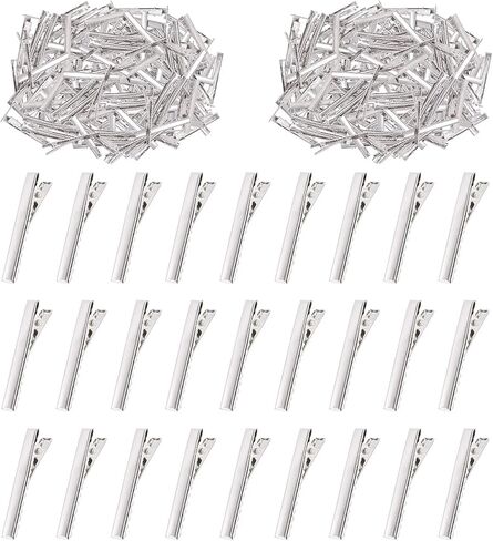 SWPEET 200pcs 3inch - طقم مشابك الشعر 7.5 سم ، مثالي لمقاطع الشعر بطة معدنية ، مسطحة أعلى من الشعر المفرد لتصفيف الشعر الملحقات DIY in Kuwait