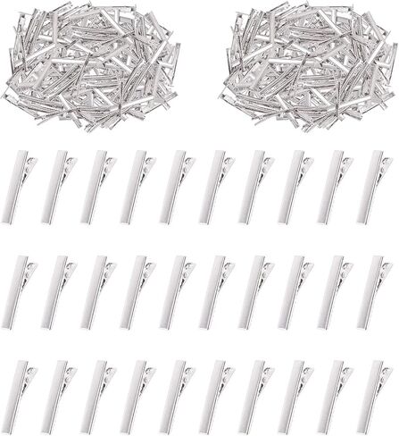 SWPEET 200pcs 3inch - طقم مشابك الشعر 7.5 سم ، مثالي لمقاطع الشعر بطة معدنية ، مسطحة أعلى من الشعر المفرد لتصفيف الشعر الملحقات DIY in Kuwait