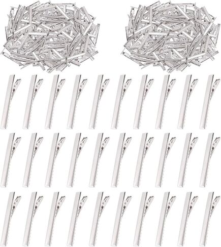 SWPEET 200pcs 3inch - طقم مشابك الشعر 7.5 سم ، مثالي لمقاطع الشعر بطة معدنية ، مسطحة أعلى من الشعر المفرد لتصفيف الشعر الملحقات DIY in Kuwait