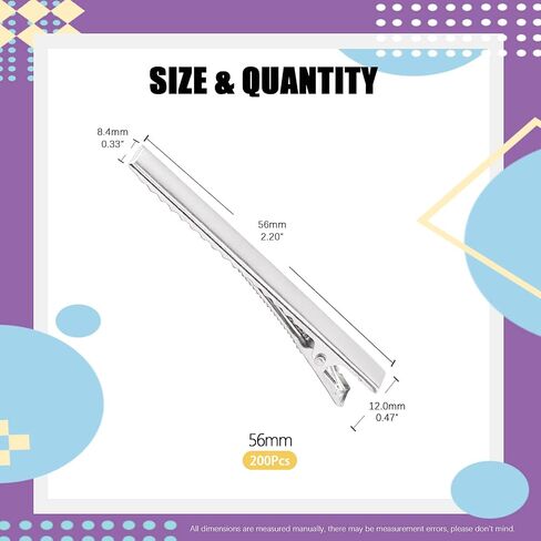 SWPEET 200pcs 3inch - طقم مشابك الشعر 7.5 سم ، مثالي لمقاطع الشعر بطة معدنية ، مسطحة أعلى من الشعر المفرد لتصفيف الشعر الملحقات DIY in Kuwait