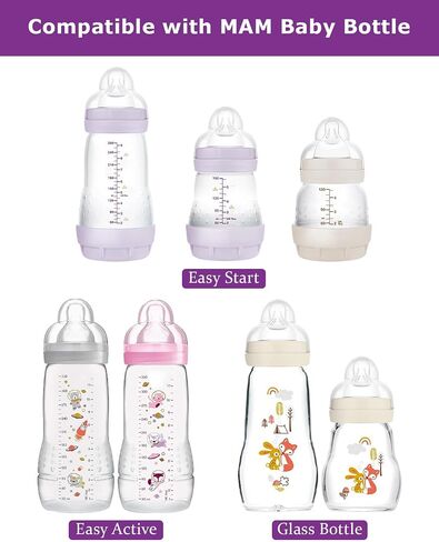 حلمات Sippy Spout for Mam Easy Start Bottles ، زجاجة نشطة سهلة وزجاجات الأطفال الزجاجية ، حلمات كوب سيليكون ناعمة ، حلمة تحويل التدفق المتغيرة ، 6+ شهور ، 4 عدد in Kuwait