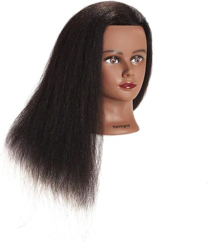 Hairingrid Darnequin Head 14 "100 ٪ Haw Real Hair Hairdressoler Commetology Donnequin Manikin Head Hair and Her Clamp Hair (14 inch) in Kuwait
