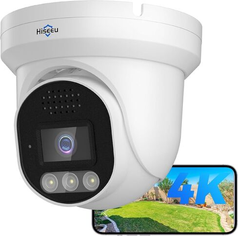 Hiseeu 330 ° View 4K 8MP POE PTZ Camera Camera Outdoor ، Cameras Home Security ، Audio ، Way ، Spotlight and Sound Alarm ، Color Light Vision ، Human and Human Copture ، Access Access in Kuwait