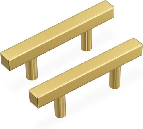 Haidms 20 Pack 76mm/3in Gold Cabinet Handles Brushed Brass Drawer Pulls Square Bar Hardware Pull for Kitchen Cupboard Dresser in Kuwait