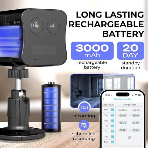 Mini V9 Security Camera Wireless Indoor, WiFi Home Surveillance Cam Portable with Phone App, 2K Live Video, 180 Day Standby Battery, Auto Night Vision, Dual Lens, 6X Hybrid Zoom, AI Human Detection in Saudi Arabia