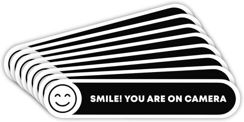 | ملصقات Smile You're On Camera (5 قطع) - لاصق قوي، مقاوم للماء، علامات أنت على الكاميرا! الحجم 5 × 1. ملصقات السيارات المضادة للسرقة. مثالي للأعمال وأمن المنزل أيضًا in Kuwait