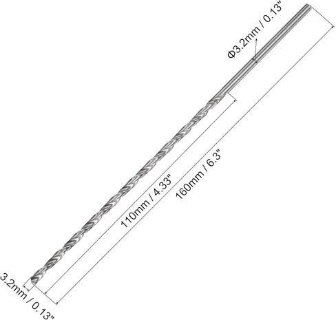 uxcell HSS(High Speed Steel) Straight Shank Jobber Twist Drill Bit 3mm Drill Diameter Extension 160mm Length for Hardened Metal Woodwork Plastic aluminum alloy 2 Pcs in Saudi Arabia