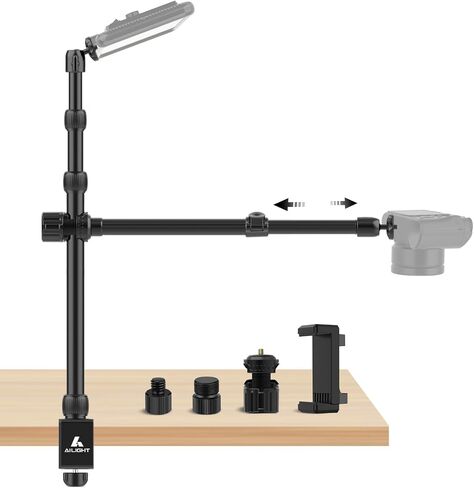ailight Camera Desk Mount Table Stand, Adjustable Light Stand 10.83"-31.1" with Ball Head and Tabletop C Clamp for DSLR Camera, Ring Light, Mobile Phone, Live Streaming, Online Teaching Meeting, Vlog in Kuwait