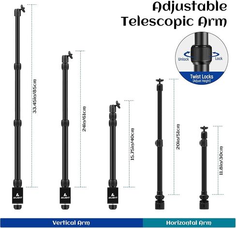 ailight Camera Desk Mount Table Stand, Adjustable Light Stand 10.83"-31.1" with Ball Head and Tabletop C Clamp for DSLR Camera, Ring Light, Mobile Phone, Live Streaming, Online Teaching Meeting, Vlog in Kuwait