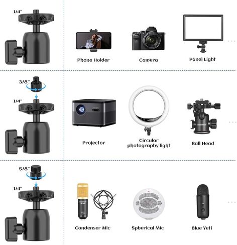ailight Camera Desk Mount Table Stand, Adjustable Light Stand 10.83"-31.1" with Ball Head and Tabletop C Clamp for DSLR Camera, Ring Light, Mobile Phone, Live Streaming, Online Teaching Meeting, Vlog in Kuwait