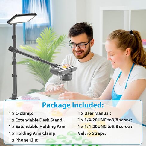 ailight Camera Desk Mount Table Stand, Adjustable Light Stand 10.83"-31.1" with Ball Head and Tabletop C Clamp for DSLR Camera, Ring Light, Mobile Phone, Live Streaming, Online Teaching Meeting, Vlog in Kuwait