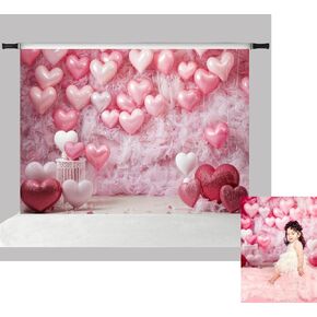 Kate 10x6.5ft Pink Valentine Day Photography Backdrops White Wood Floor Pink Loveheart Balloons Decoration Photo Photo Baby Shower Birthday Party Partys